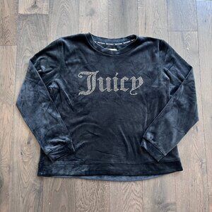 Juicy Couture Velour Rhinestone Logo Sweatshirt Black Size L Pullover Sleepwear